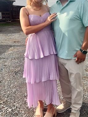 Lavender Tiered Pleated Dress